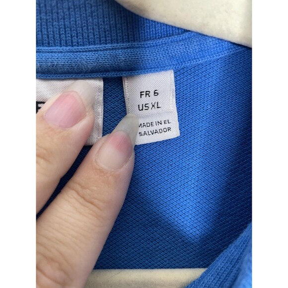 Lacoste Shirt Mens Extra Large Blue Polo Classic Fit Pique Cotton Crocodile Logo - Picture 4 of 10